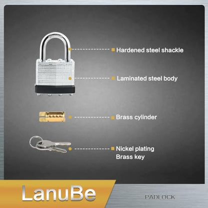 Laminated Keyed Alike Padlock 24 Pack 1.6 (24 Pack Black)