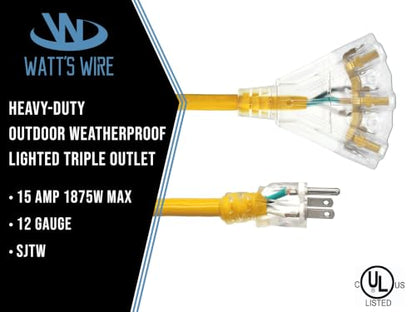 25 ft Outdoor Extension Cord (Yellow / 25 Ft)