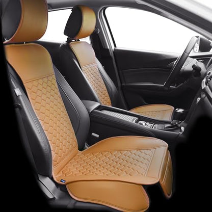 Leather Car Seat Covers Front 2PC Waterproof Universal Cognac (Cognac)