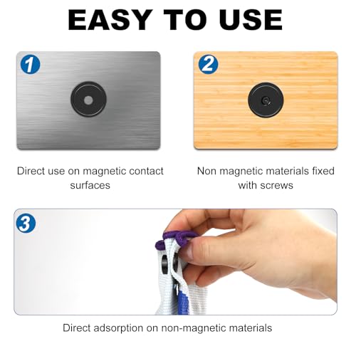 Strong Magnets Heavy Duty Screw On Neodymium 20LBS Magnet 12 Pack (Black / 0.63in)
