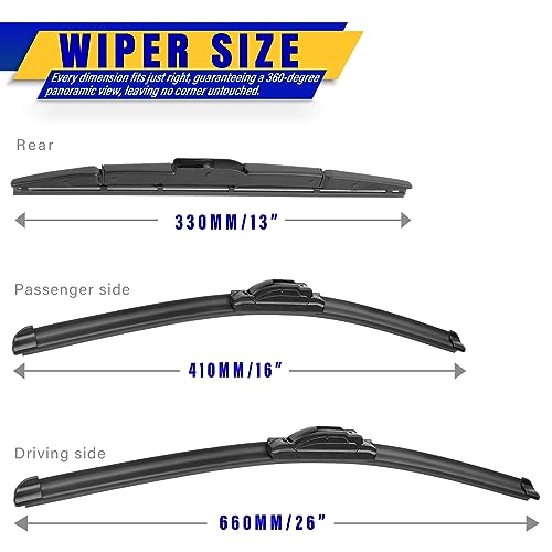 3 Wipers Fits Honda CRV CR (26"/16"/13")