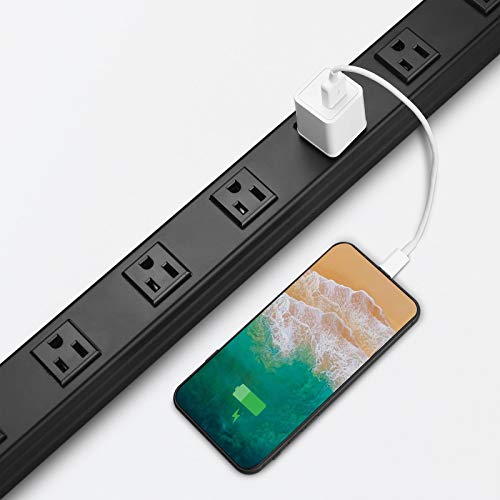 Long Heavy Duty Metal Power Strip (6FT / Black)
