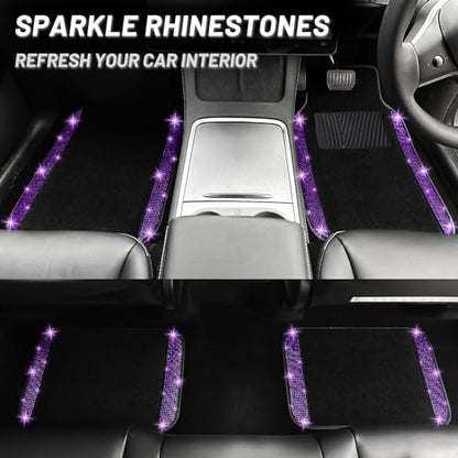 Purple Violet Bling Car Floor Mats Full Set (Purple Violet Diamond / Car Floor Mats (4 Pieces))