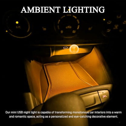 4PCS USB LED Car Interior Atmosphere Lamp (Yellow)
