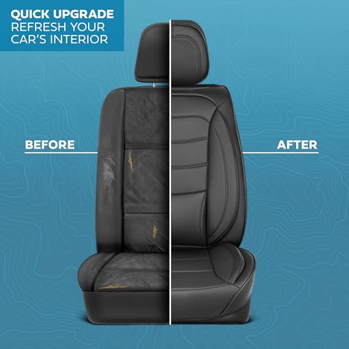 Elite Edition Faux Leather Seat Covers for Cars (Prestige Fronts-Black / Front Seats)