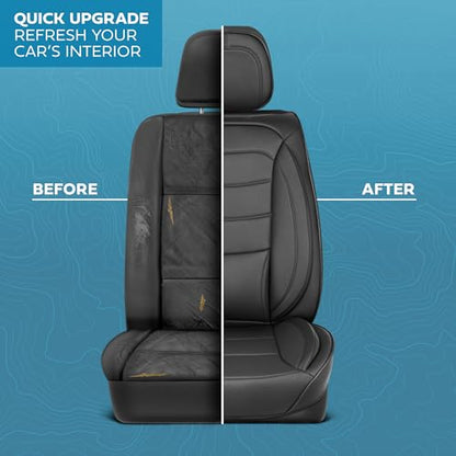 Elite Edition Faux Leather Seat Covers for Cars (Prestige Fronts-Black / Front Seats)
