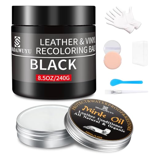 8.5oz Leather Recoloring Balm with 100ml Mink Oil (Black / Leather Recoloring Balm+Mink Oil)