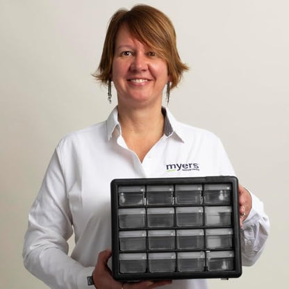 16 Drawer Plastic Storage Cabinet (Black / 16 Drawer / 1 Pack)