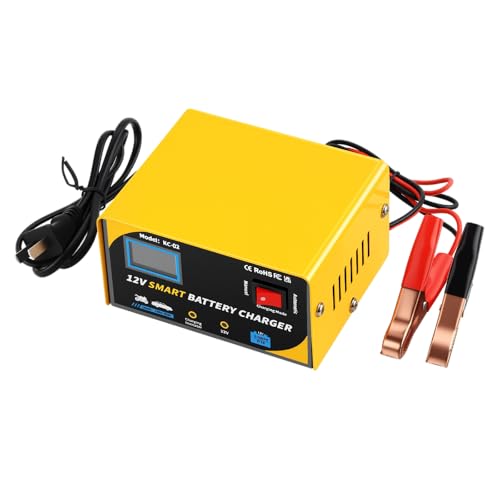 12 Volt Battery Charger 7A Smart Car Battery Charger and Maintainer with Cable Clamps (YELLOW-12)