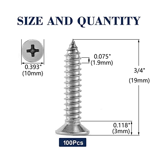 12 x 3 4" Wood Screw 100Pcs 18 (#12 x 3/4")