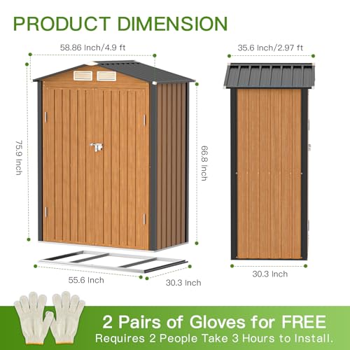 5x3 Ft Outdoor Storage Shed with Floor (5x3 FT/Base)
