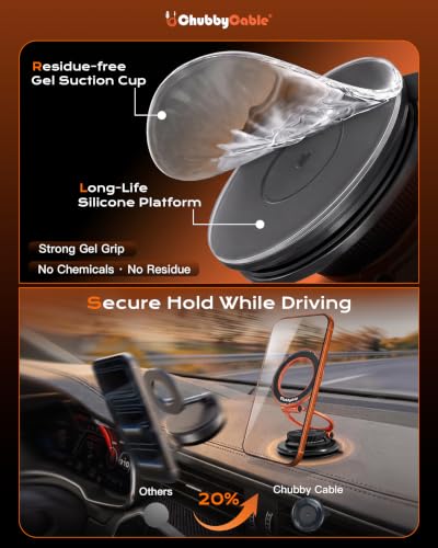 ChubbyGrip AirVac Magnetic 360° Adjustable Car Phone Holder with Gel Base (B-Gel Base / 1 Pack)