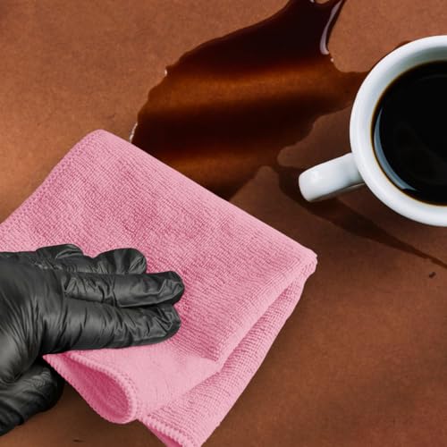 Microfiber Cleaning Cloths (Pack of 12 - 12x12 Inches / Pink)