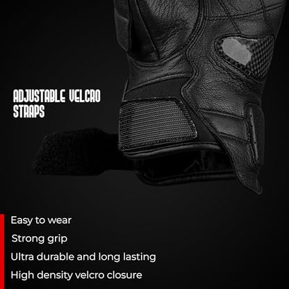 Leather Motorcycle Gloves for Men (Black / X-Small)