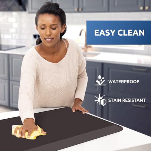 Kitchen Mat Cushioned Anti Fatigue Kitchen Rug Non Slip Standing Mat Comfort Floor Mats for Sink Office (Chocolate / 28"L x 17.3"W x 0.8"Th)