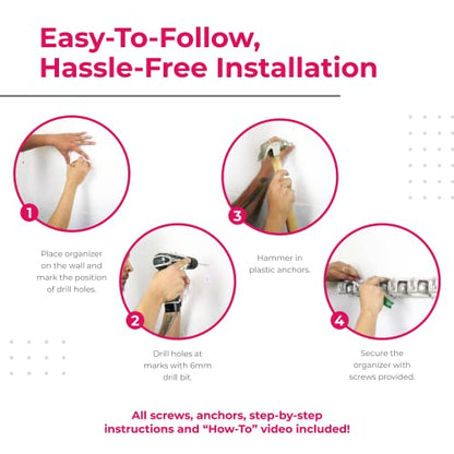 EXTRA GRIP Mop & Broom Holder Wall Mount (2 Pack / White)