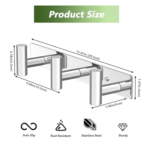 Wall Mounted Coat Rack ("T" Shape 3 Hooks - 1 Pack / Glossy)