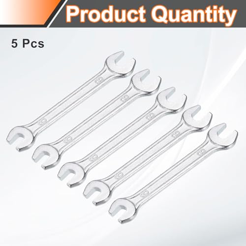 5pcs Double Open End Wrench 6mm x 8mm Metric 15 Degree Offset Angle Small Flat Head Wrench Galvanizing Open Ended Spanner for Automotive Repair Furniture Assembly (6mm x 8mm)