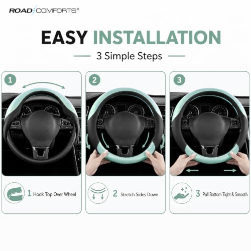 Steering Wheel Cover (Black&Light Blue)