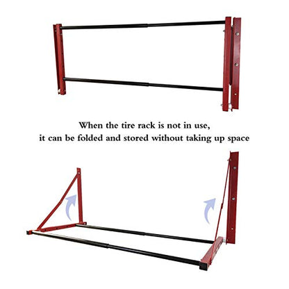 Folding Tire Wheel Rack Wall Mount Multi (Red (32"-48"))
