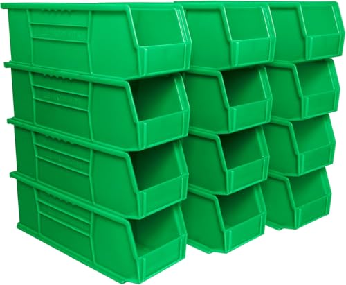 30234 AkroBins Plastic Storage Bin Hanging Stacking Containers (Green / Storage Bins Only)