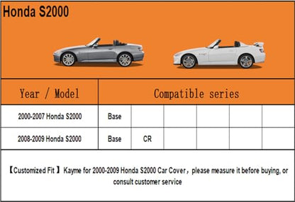 6 Layers Waterproof Car Cover for Honda S2000 1999 (LM-Silver / 39. Custom Fit Honda S2000)