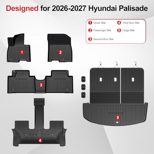 Floor Mats for 2026 2027 Hyundai Palisade Hybrid 7
