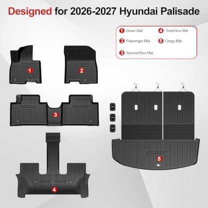 Floor Mats for 2026 2027 Hyundai Palisade Hybrid 7