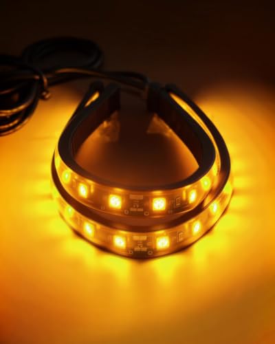 12V Led Light Strip for Car Motorcycle Golf Cart 12.5In Amber 4Pack (Amber Led Strip)
