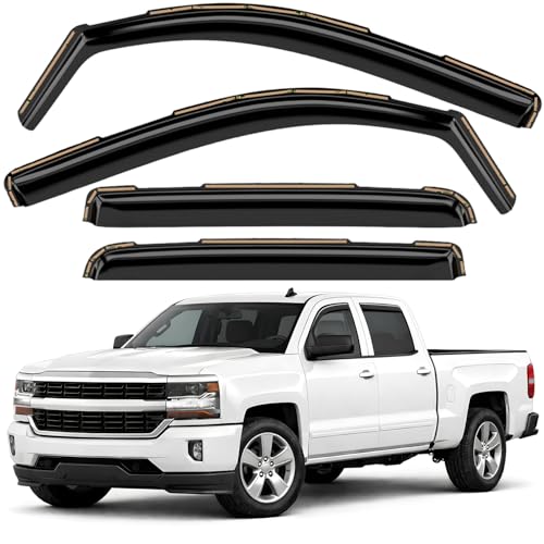 Window Deflectors Smoke Tinted In (For Silverado/Sierra 1500 14-18 Crew Cab)