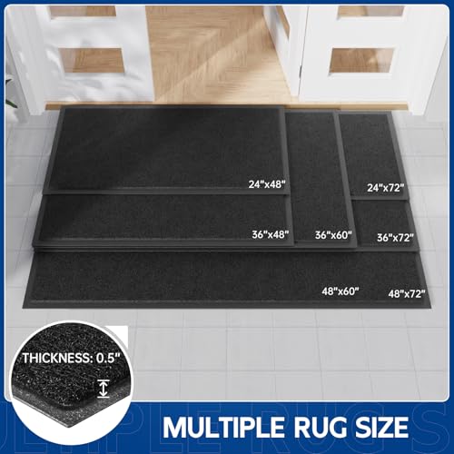 Sturdy Front Door Mat (2' x 4' (Rectangular) / Black-mess)