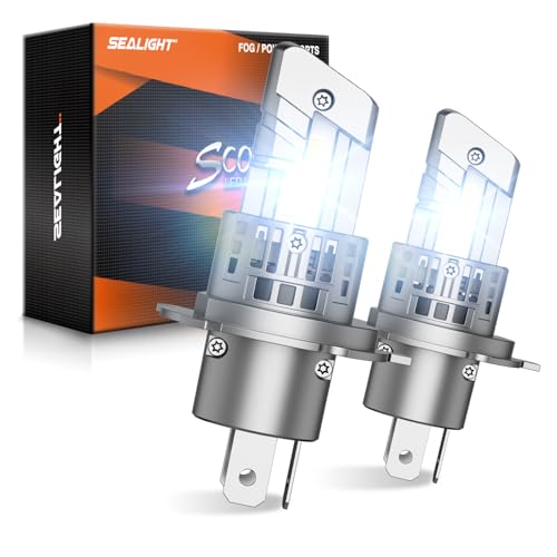 H4/9003/HB2 Fog Light Bulbs, 50000LM 6500K Cool White, 1:1 Mini Size, H4 Bulb with 13000RPM Cooling Fan, 3 Mins Plug-N-Play, IP67 Waterproof Non-polarity, Pack of 2 (H4/9003)