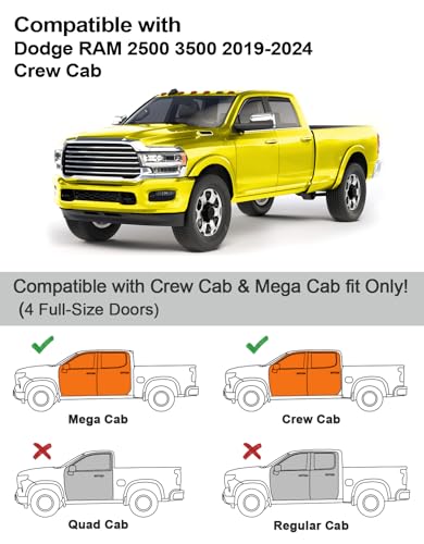 Window Visors Rain Guards for Dodge RAM 2500 3500 2019 (2019-2026 Dodge RAM 2500 3500 Crew Cab)