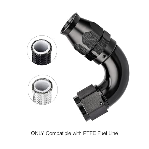 12AN 120 Degree PTFE One Piece Full Flow End Hose Fitting Aluminum Black (12AN / 120 Degree)