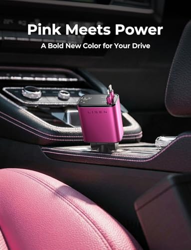 Retractable Car Charger (Black-pink / 31.5 Inch)