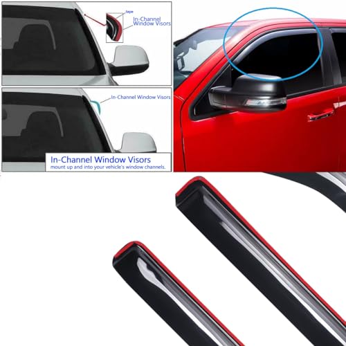 Window Visors Dark Smoke Rain Guards for 2010 (2010-2019 Ford Taurus(Dark Smoke))