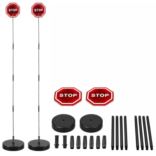 Flashing LED Stop Sign Garage Parking Assistant System (Black & Red - 2 Pack)