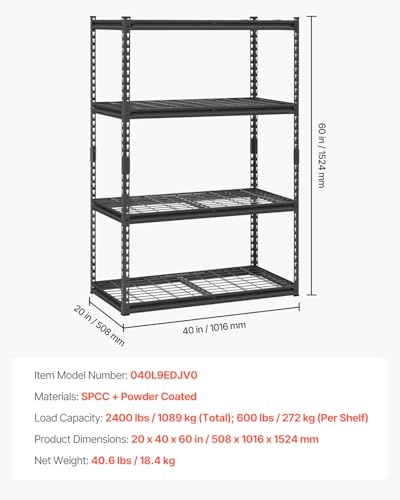 Storage Shelves (Black / 20" D x 40" W x 60" H)