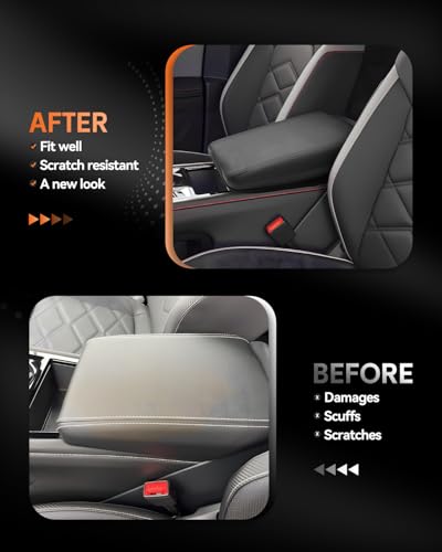 for Volkswagen Atlas 2024 2025 2026 Center Console Cover Armrest Box Cover for VW Atlas (Atlas-Thin Black Leather)