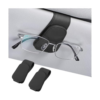2PCS Sunglasses Holders for Car Sun Visor (2 Pack / Black/Leather)