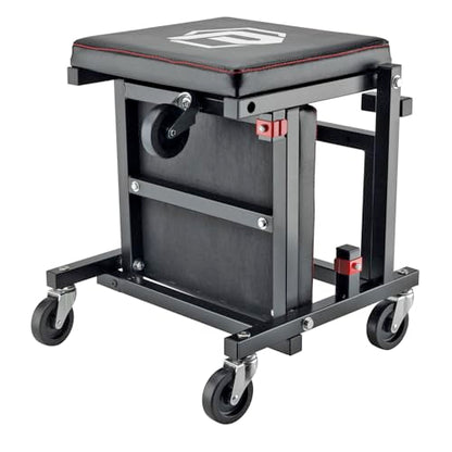 2-in-1 Rolling Creeper Seat Converts from High to Low Roller Seat, Fast, Tool-Free Conversion, Garage, Shop, Brake Jobs, Washing, Detailing, Maintenance, Thick Pad, 3-in. Casters - 240298 (2-in-1)