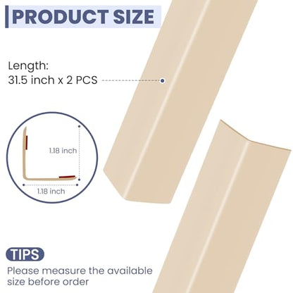 2PCS Wall Corner Protectors Guards (Beige / 31.5" X 1.18" self-adhesive)