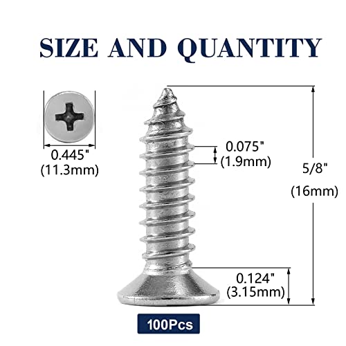 14 x 5 8" Wood Screw 100Pcs 18 (#14 x 5/8")