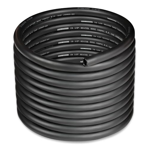 1 2" Heater Hose Coolant Radiator Straight 100PSI SAE 20R3 25FT Black (1/2 25FT)