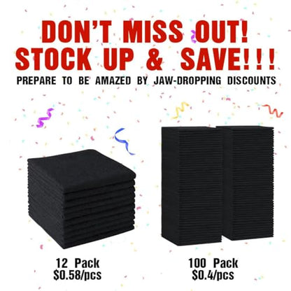 Black Microfiber Cleaning Cloth 100PK (Black / 11.5 x 11.5 Inch)