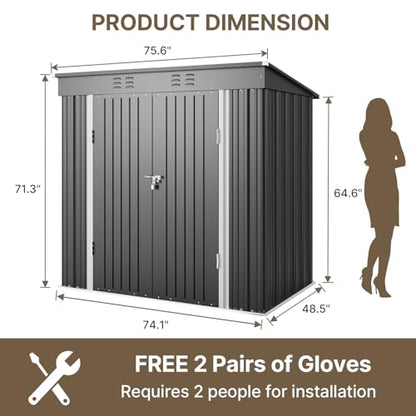 6' x 4' Outdoor Storage Shed (Dark Gray / 6' x 4')