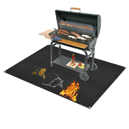 Under Grill Mat for Outdoor Grilling (Rectangular/Black / 60"L x 48"W)