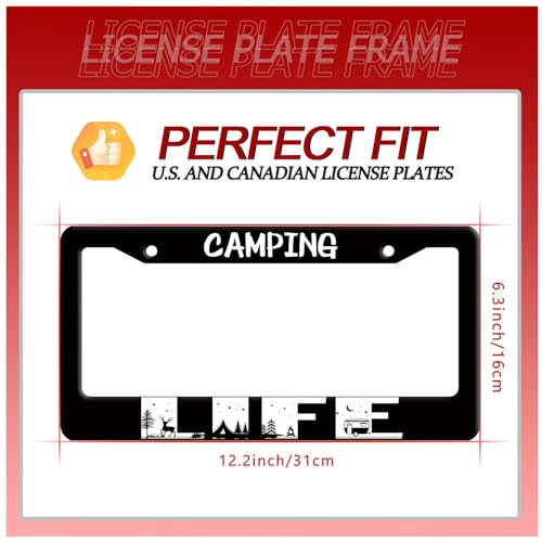 Camping Life Forest Stainless Steel License Plate Frame for US Cars Decor (Camping life)