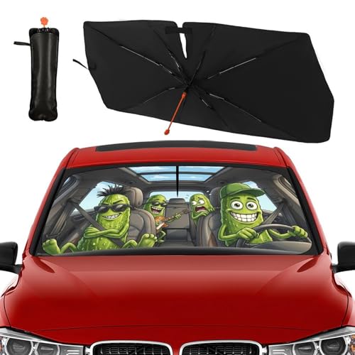 Funny Pickle Car Windshield Sun Shade Umbrella Pickle Gifts (57X31 Inch / Pickle001)