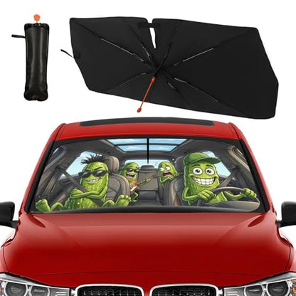 Funny Pickle Car Windshield Sun Shade Umbrella Pickle Gifts (57X31 Inch / Pickle001)